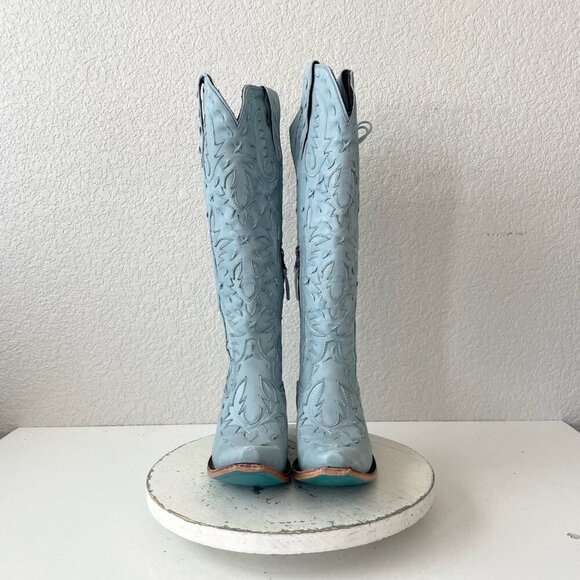 Lane Reverie Womens Cowboy Boots 6.5 Blue Suede Cowgirl Western Knee High Tall - Picture 5 of 13